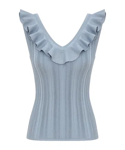 Zimmermann Ruffled Tank Top In Gray