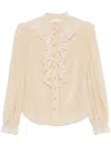 Zimmermann Ruffled Blouse Lace Detailing In Brown