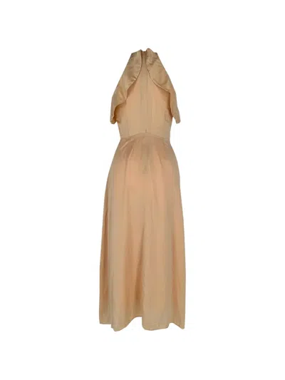 Pre-owned Zimmermann Ruffle-trimmed Midi Dress In Neutrals