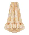 Zimmermann Womens Balance Flounce Silk Maxi Skirt Honey Agate