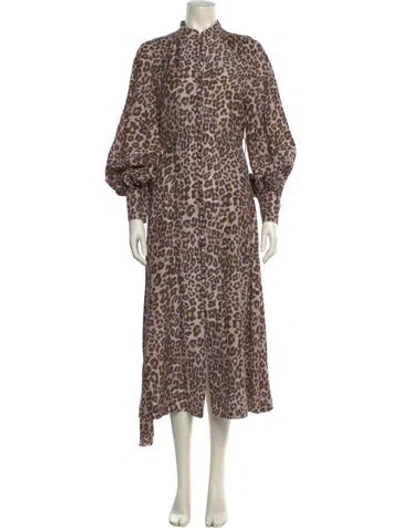 Pre-owned Zimmermann Sabotage Silk Button Up Midi Long Dress W/ Tags In Pink