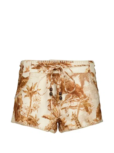 Zimmermann Safari-print Shorts In Multi