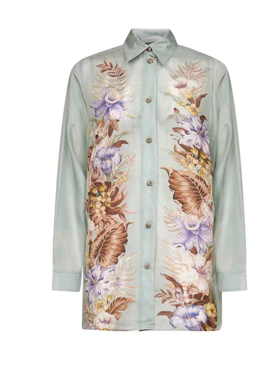 Zimmermann Sage Multi Floral Silk Habotai Coco Shirt