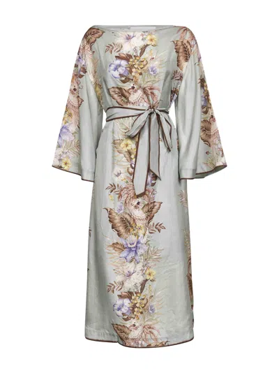 Zimmermann Sage Multi Floral Silk Habotai Coco Tunic Dress