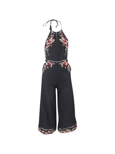 Pre-owned Zimmermann Sakura Halterneck Jumpsuit In Black