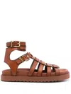 Zimmermann Goldie Gladiator Flats In Brown Leather In Brown