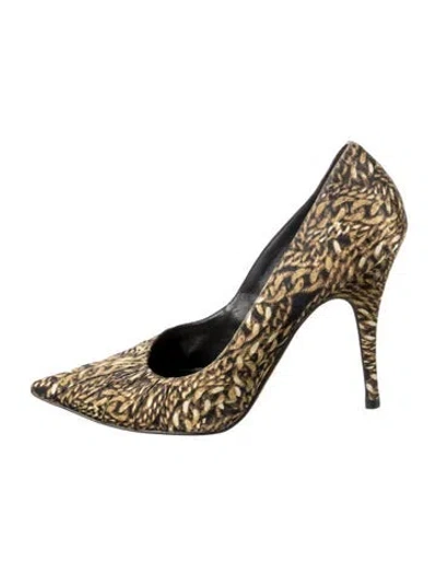 Pre-owned Zimmermann Satin Animal Print Pumps In Green