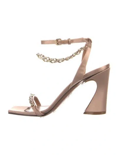 Pre-owned Zimmermann Satin Chain-link Accents Sandals In Neutral