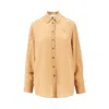 Zimmermann Womens Biscuit Logo-embroidered Silk Shirt In Sand
