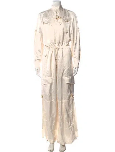 Pre-owned Zimmermann Satin Jumpsuit In Neutrals