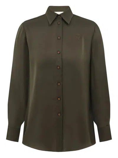 Zimmermann Satin Shirt With Embroidery In Green