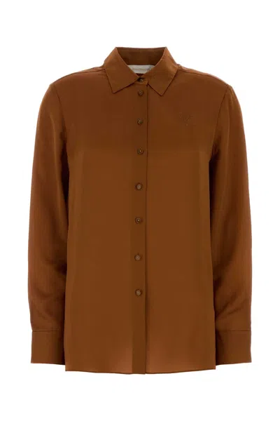 Zimmermann Satin Silk Shirt In Brown