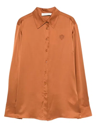 Zimmermann Satin Silk Shirt In Orange
