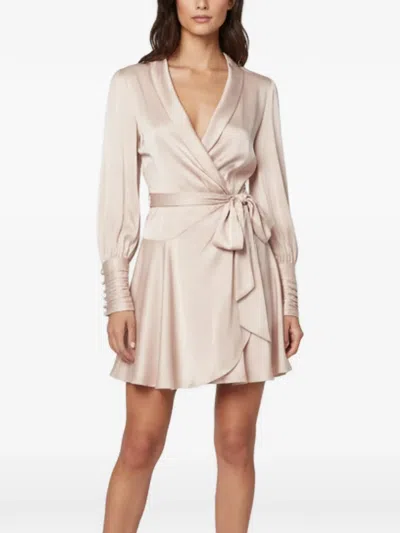 Pre-owned Zimmermann Satin Wrap Mini Dress In Pink