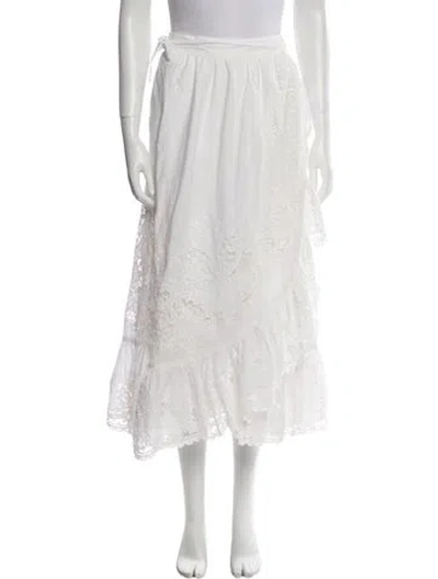 Pre-owned Zimmermann Scalloped Accent Midi Length Skirt In White