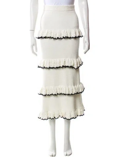 Pre-owned Zimmermann Scalloped Accent Midi Length Skirt In White