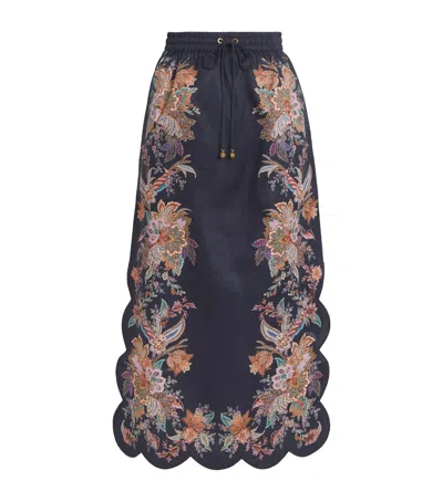 ZIMMERMANN SCALLOPED-EDGE RHIANNON MIDI SKIRT