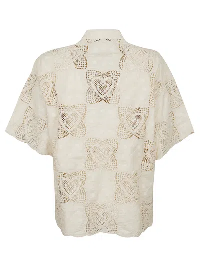 Zimmermann Scalloped Hem Lace Detail Shirt In Neutral