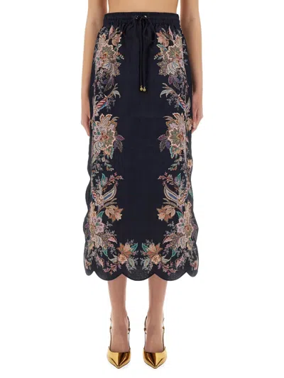 ZIMMERMANN SCALLOPED MIDI SKIRT RHIANNON