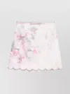 Zimmermann Delicate Floral Print Skirt With Scalloped Hemline