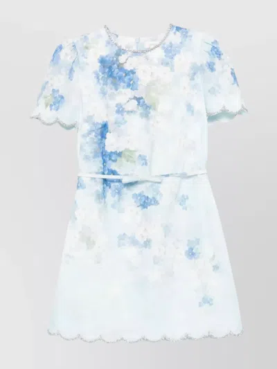 ZIMMERMANN SCALLOPED SHIFT DRESS CRYSTAL DECORATION