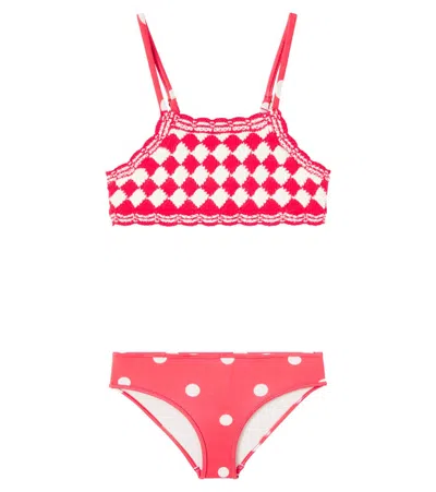 Zimmermann Kids' Scarborough Knitted Bikini In Pink