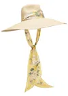 Zimmermann Scarf-embellished Straw Sun Hat In Multi Floral