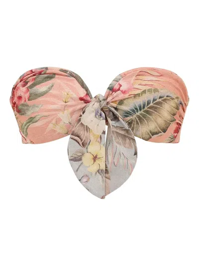 Zimmermann Womens Pink Multi Floral Coco Scarf-tie Bikini Top Xs