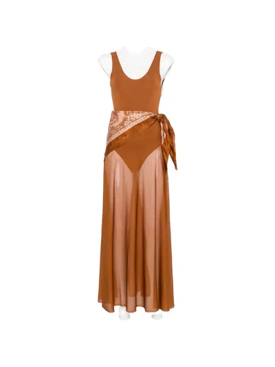 Zimmermann Scarf-detail Sleeveless Dress In Brown