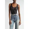 Zimmermann Scoop Neck Lace Bodysuit In Black