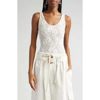 Zimmermann Scoop Neck Lace Bodysuit In Cream