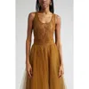 Zimmermann Scoop Neck Lace Bodysuit In Hazelnut