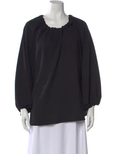 Pre-owned Zimmermann Scoop Neck Long Sleeve Blouse In Black
