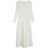 Zimmermann Scoop Neck Long Sleeve Jersey & Poplin Midi Dress In Ivory