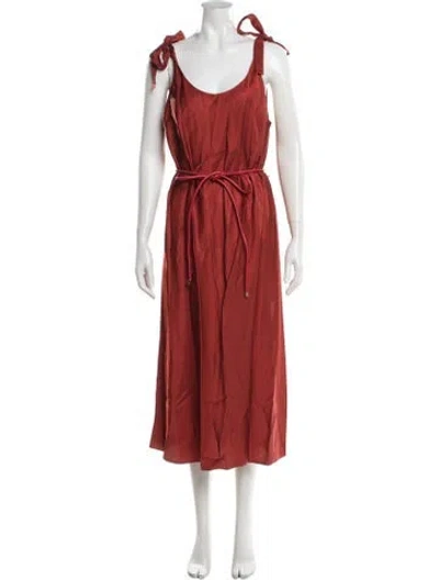 Pre-owned Zimmermann Scoop Neck Midi Length Dress In Orange