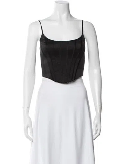 Pre-owned Zimmermann Scoop Neck Sleeveless Crop Top In Black