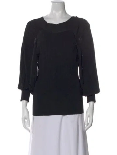 Pre-owned Zimmermann Scoop Neck Three-quarter Sleeve Top In Black