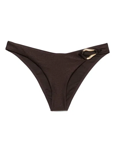 Zimmermann Brown Bikini Bottoms With Gold Detail In Burgundy