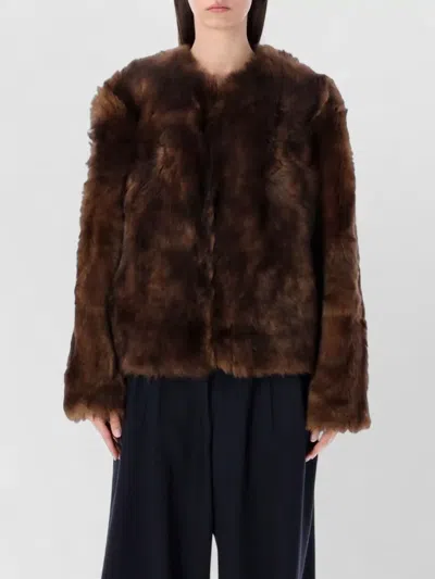 ZIMMERMANN SHEARLING JACKET STRAIGHT COLLARLESS DESIGN