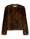 Zimmermann Shearling Jacket Straight Collarless Design In Brown