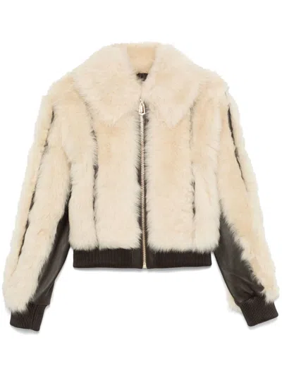 Zimmermann Illustration Shearling Fur Jacket In Multicolor