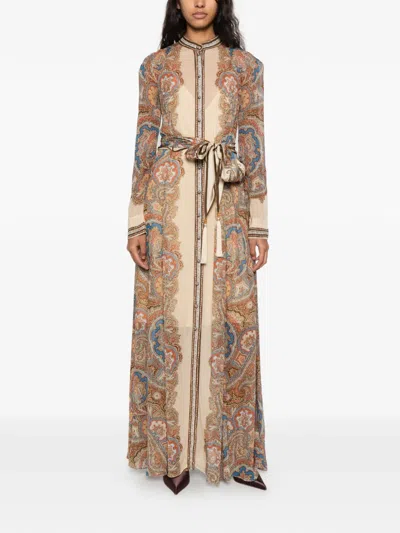Zimmermann Sheath Paisley-print Maxi Dress In Brown