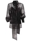 Zimmermann Sheer Black Blouse With Puff Sleeves In Black