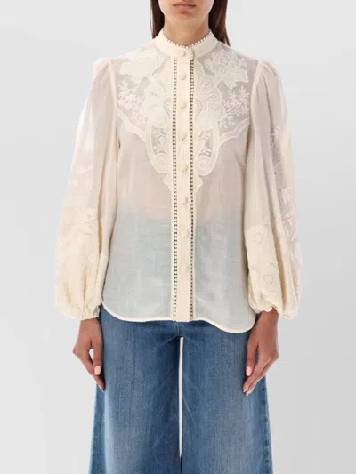 Zimmermann Ottie Embroidered Blouse In Beige
