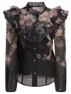 Zimmermann Sheer Linen-silk Blend Shirt In Black