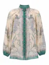 Zimmermann Sheer Printed Button-front Blouse In Neutral
