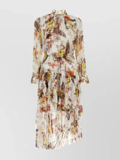 Zimmermann Sheer Tiers Floral Dress In Multi