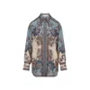 Zimmermann Womens Blue Cream Indienne Ascension Manstyle Graphic-pattern Silk Shirt