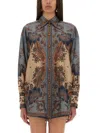 Zimmermann Womens Blue Cream Indienne Ascension Manstyle Graphic-pattern Silk Shirt