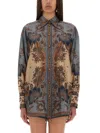 Zimmermann Womens Blue Cream Indienne Ascension Manstyle Graphic-pattern Silk Shirt